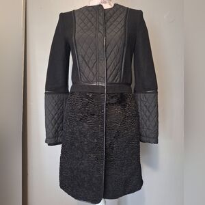 BCBG black wool mixed fabric 3/4 coat xxs